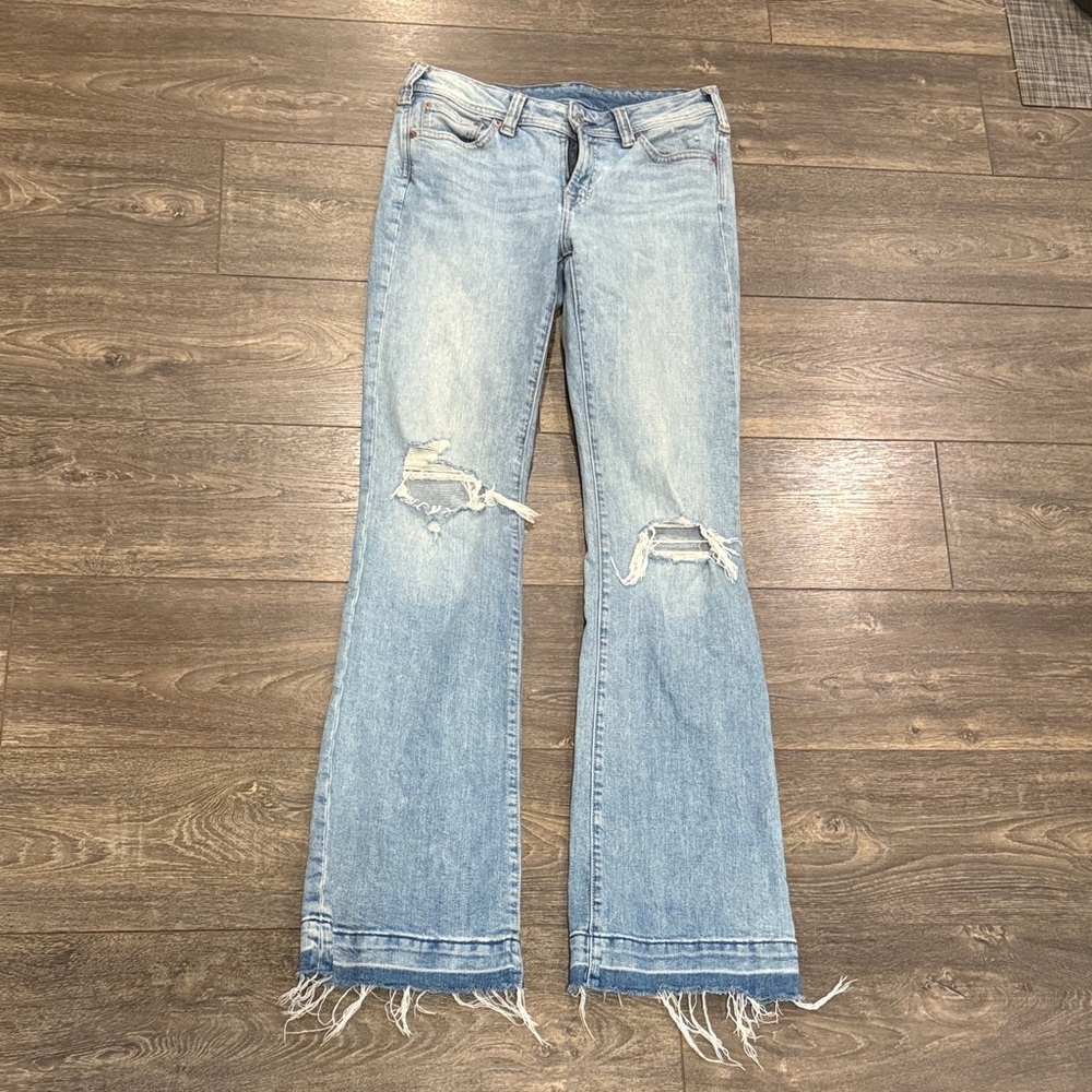 GAP Light Blue Distressed Flare Jeans